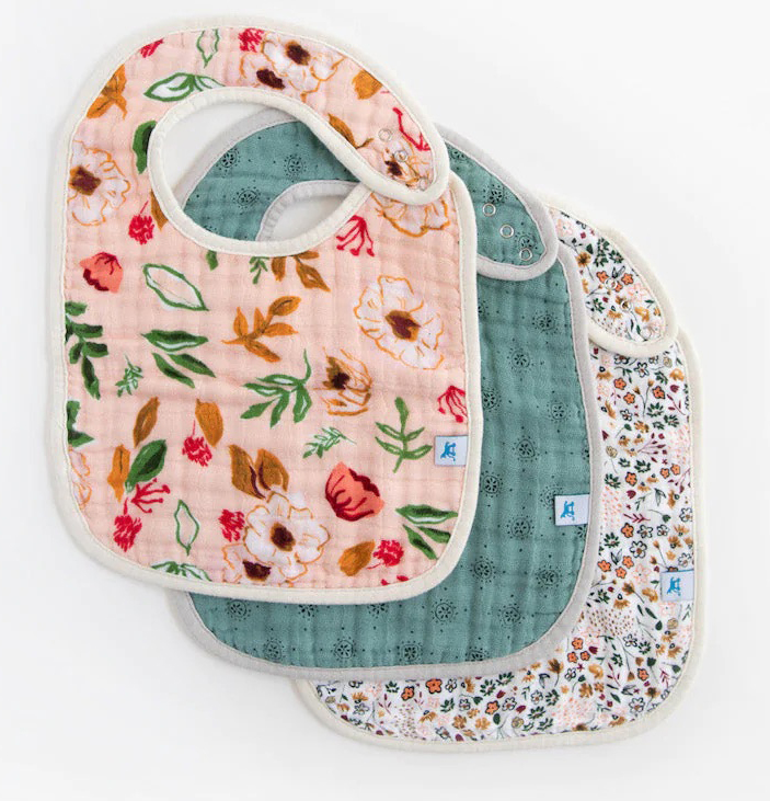 Little Unicorn Cotton Muslin Classic Bib, 3 Pack - Vintage Floral