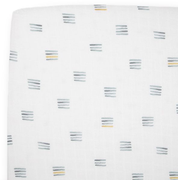 Little Unicorn Cotton Muslin Crib Sheet - Blue Stacks