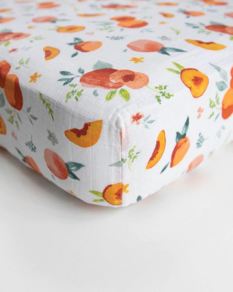 Little Unicorn Cotton Muslin Fitted Crib Sheet - Georgia Peach