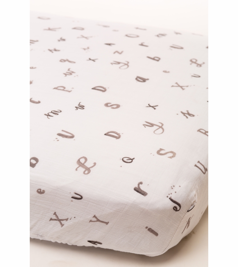 Little Unicorn Cotton Muslin Fitted Sheet Hello Alphabet