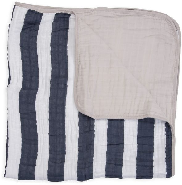 Little Unicorn Cotton Muslin Quilt Navy Stripe