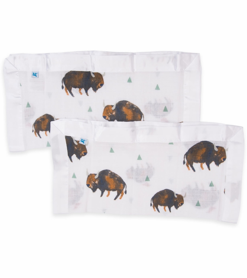 Little Unicorn Cotton Muslin Security Blanket, 2Pack Bison