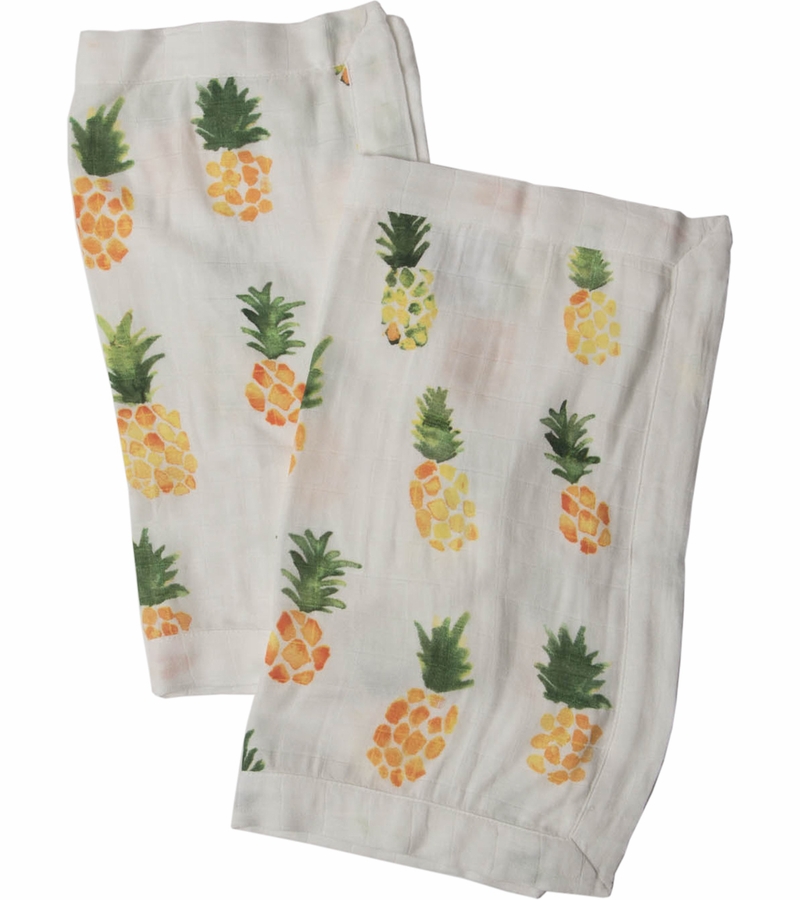 Little Unicorn Cotton Muslin Security Blanket, 2Pack Pineapple