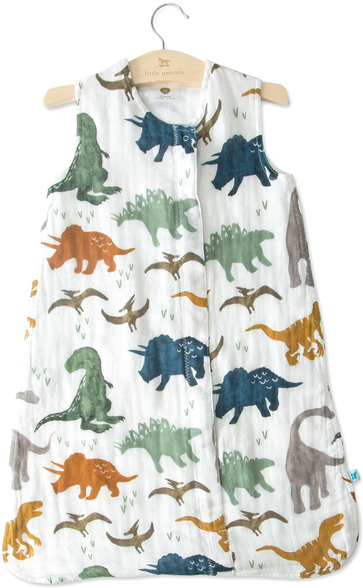 Little Unicorn Cotton Muslin Sleep Bag, Small - Dino Friends