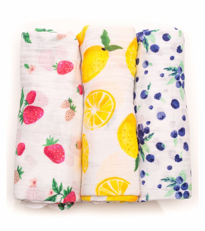Little Unicorn Cotton Muslin Swaddle 3Pack Berry Lemonade