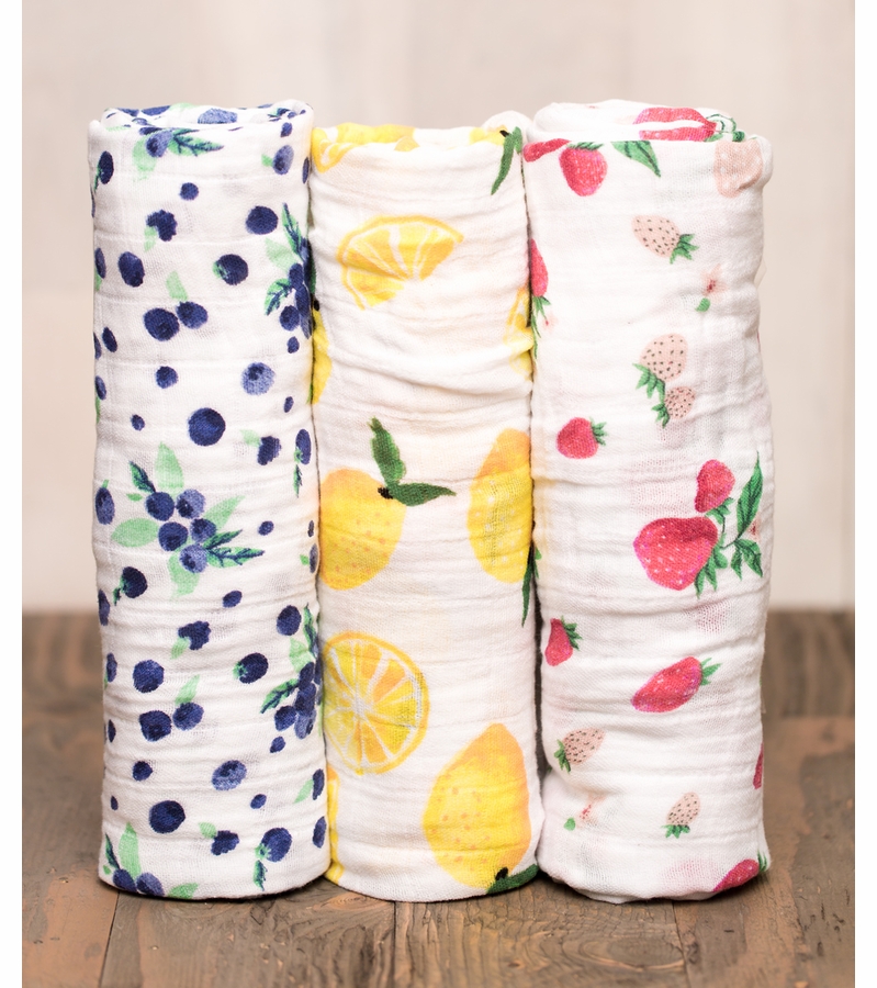Little Unicorn Cotton Muslin Swaddle 3Pack Berry Lemonade