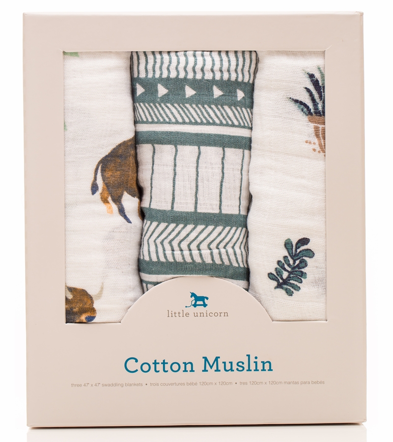 Little Unicorn Cotton Muslin Swaddle 3Pack Bison