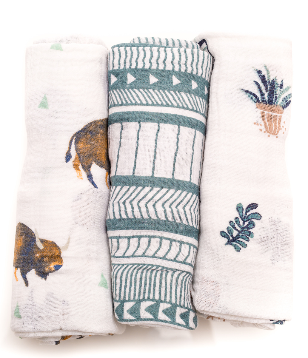 Little Unicorn Cotton Muslin Swaddle 3Pack Bison
