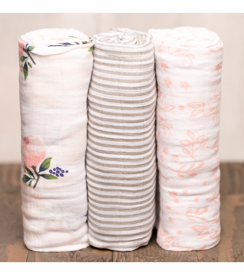 Little Unicorn Cotton Muslin Swaddle 3Pack Garden Rose