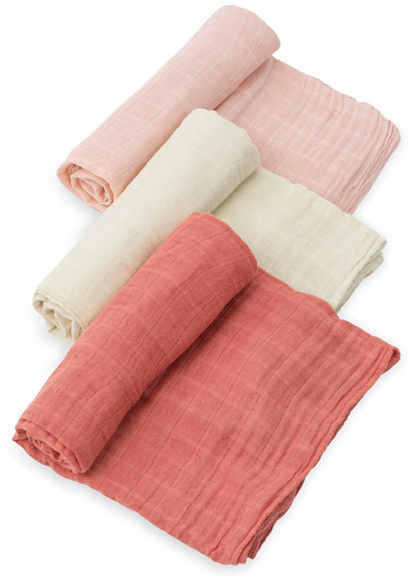 Little Unicorn Cotton Muslin Swaddle 3 Pack - Rose Petal Set