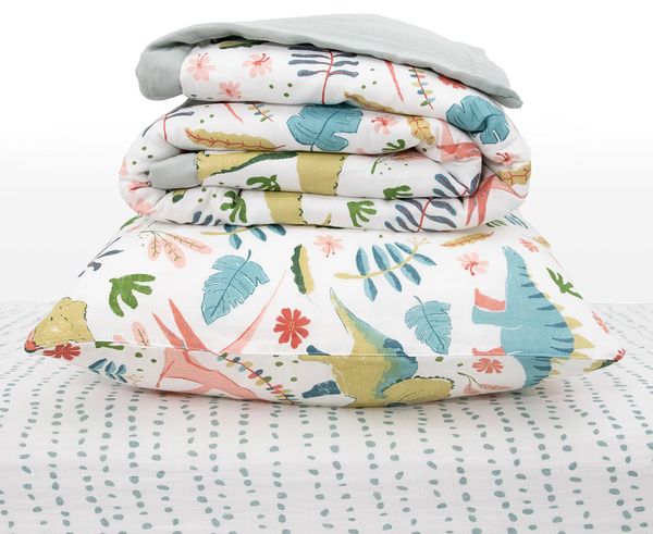 Little Unicorn Cotton Muslin Toddler Bedding 3 Piece Set - Boho Dino