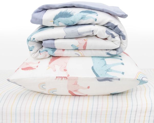 Little Unicorn Cotton Muslin Toddler Bedding 3 Piece Set - Unicorns