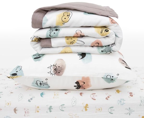 Little Unicorn Cotton Muslin Toddler Bedding 3 Piece Set - Watercolor Critters