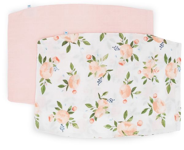 Little Unicorn Cotton Muslin Toddler Pillowcase, 2 Pack - Watercolor Roses Grande