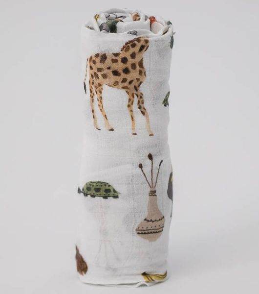 Little Unicorn Deluxe Muslin Swaddle Safari Social