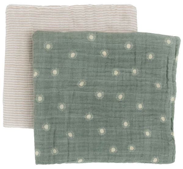 Little Unicorn Organic Cotton Muslin Swaddle Blanket 2 Pack Sage Suns