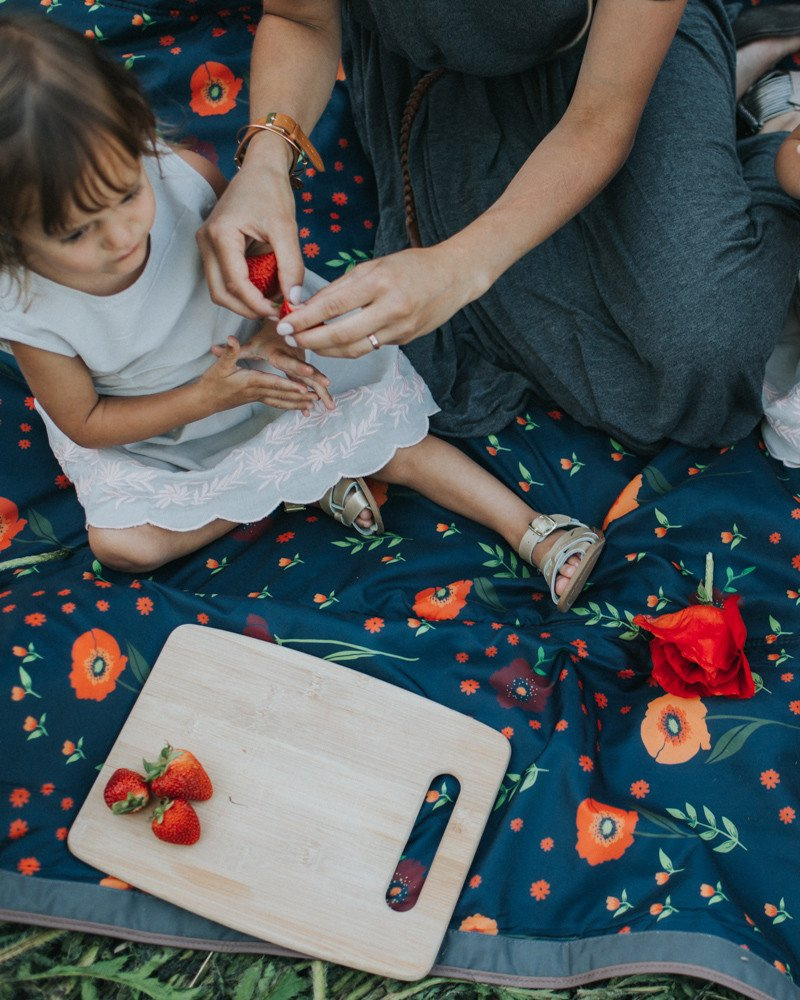 Little Unicorn Outdoor Blanket, - Midnight Poppy