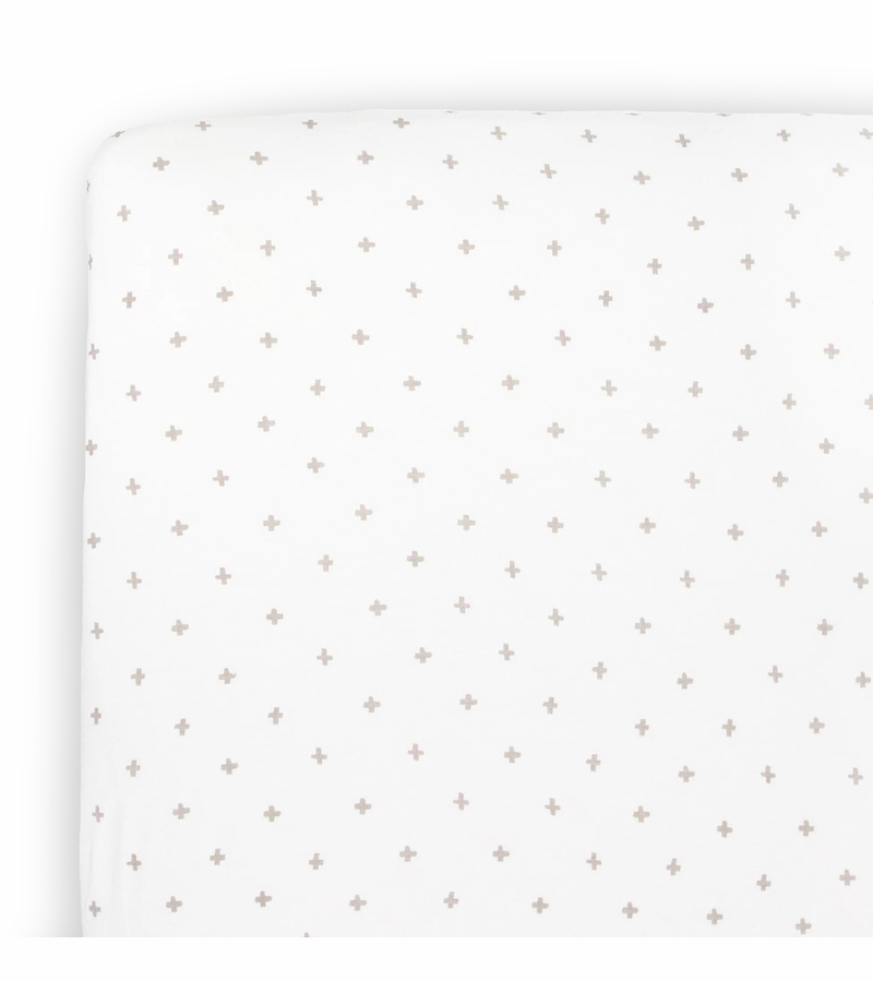 Little Unicorn Stretch Knit Crib Sheet Grey Cross