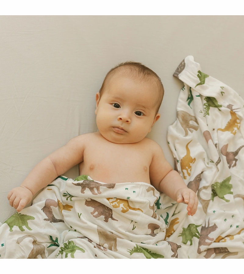 Little Unicorn Stretch Knit Crib Sheet Pebble