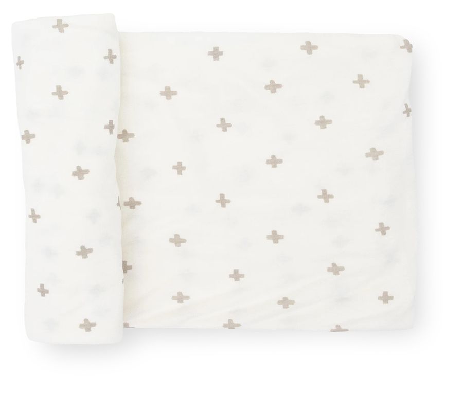 Little Unicorn Stretch Knit Swaddle Blanket Grey Cross