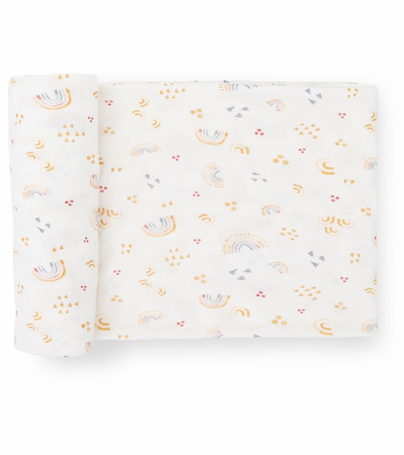 Little Unicorn Stretch Knit Swaddle Blanket Rainbows