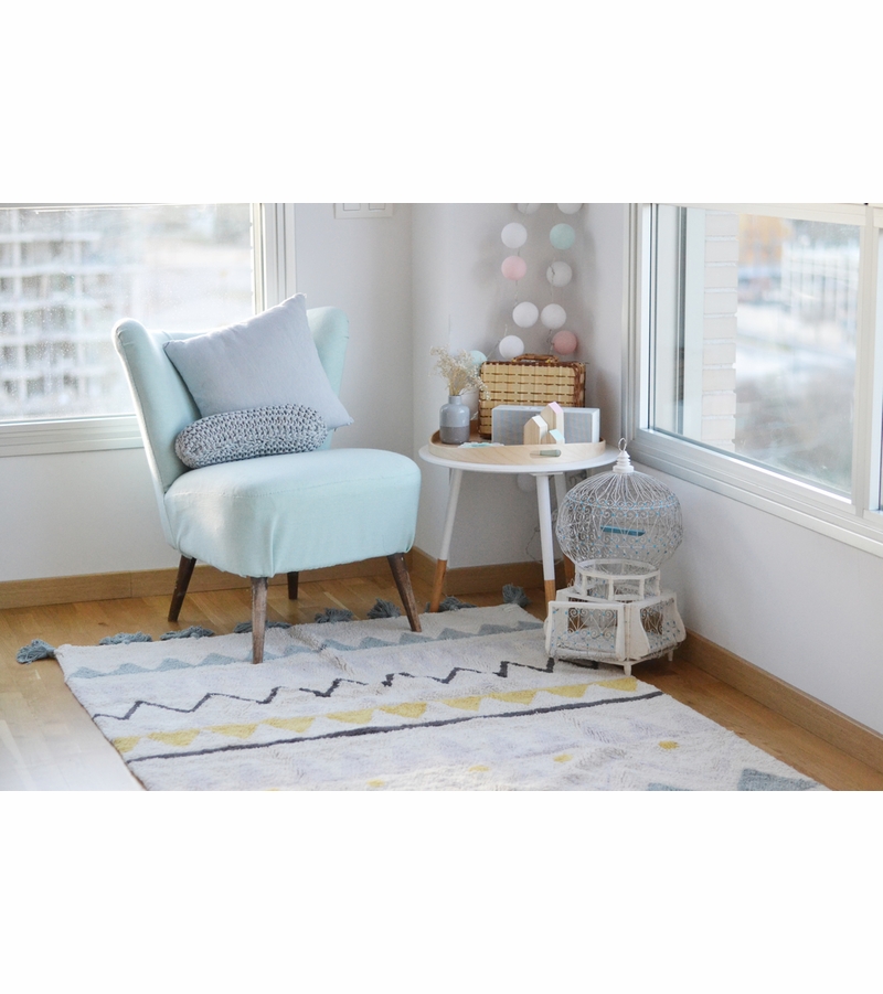 Lorena Canals Azteca Rug Natural/Vintage Blue (4' 8" x 6' 7")