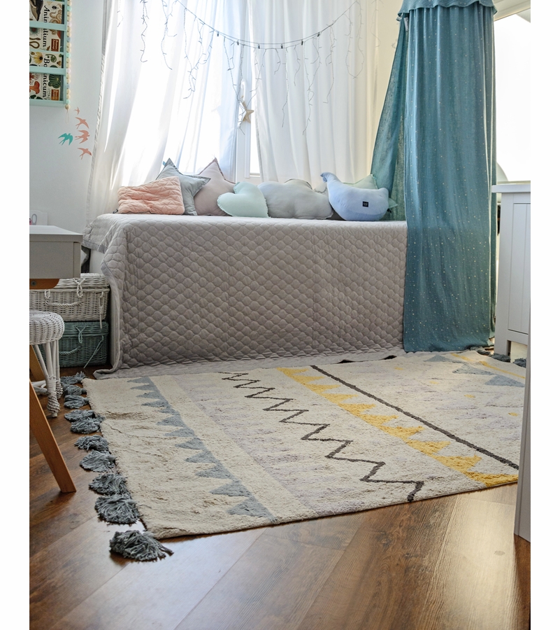 Lorena Canals Azteca Rug Natural/Vintage Blue (4' 8" x 6' 7")