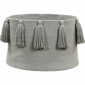 Lorena Canals Tassels Basket - Light Grey