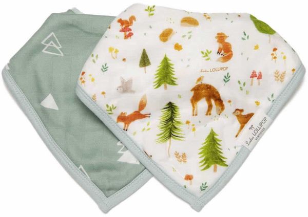 Loulou Lollipop Luxe Muslin Bandana Bib Set - Forest Friends