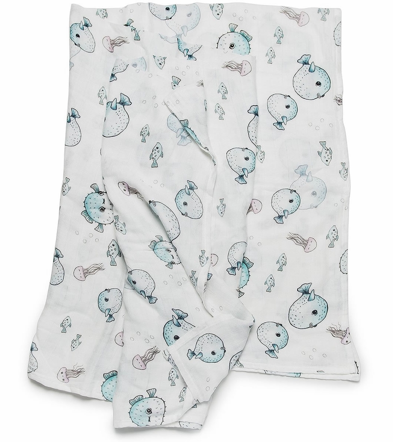 Loulou Lollipop Luxe Muslin Swaddle Puffer Fish