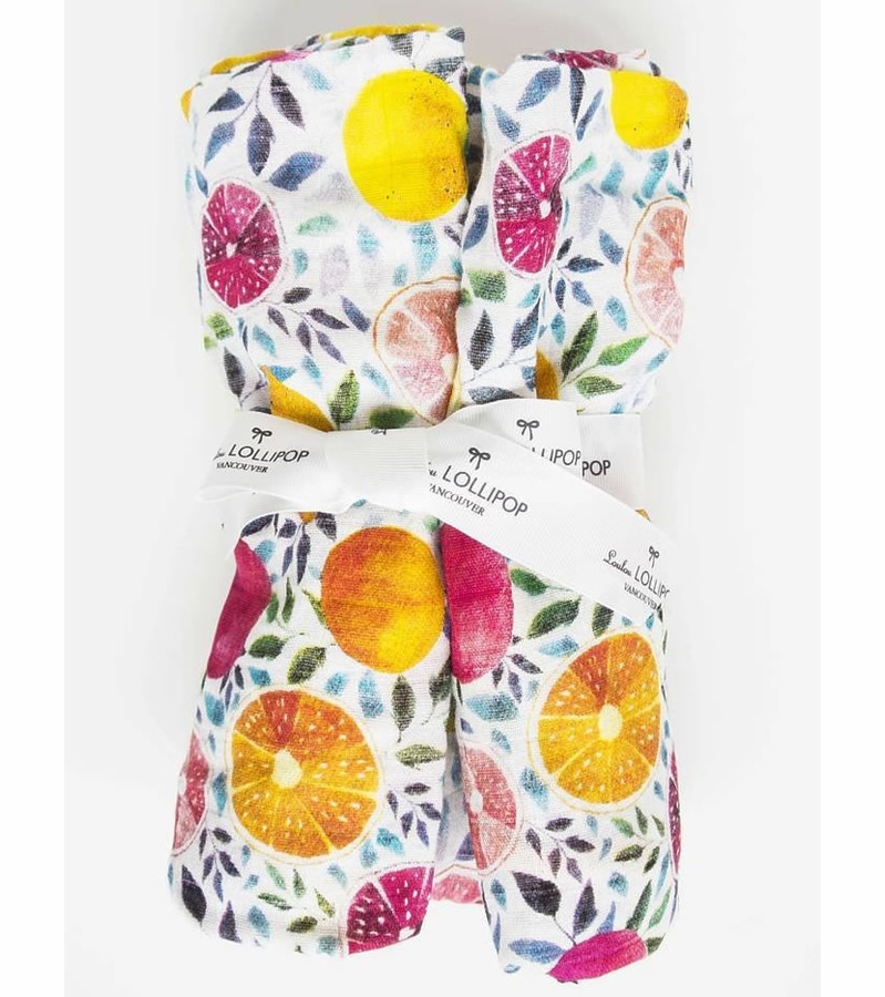 Loulou Lollipop Luxe Muslin Swaddle Summer Citrus