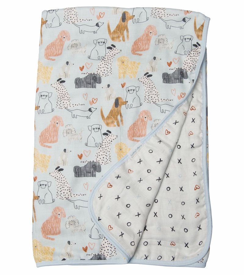 Loulou Lollipop Muslin Quilt Blanket Honey Puppies