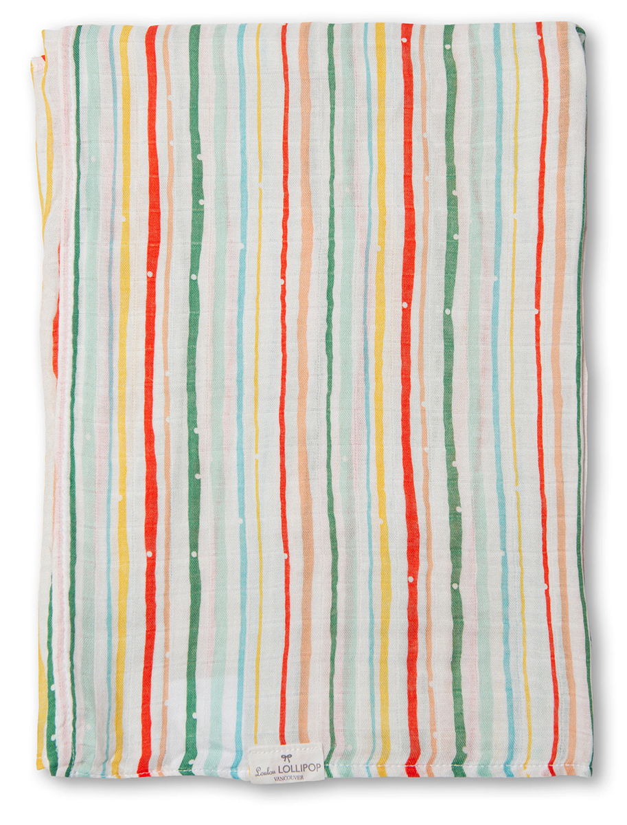 Loulou Lollipop Muslin Swaddle - Holiday Stripes