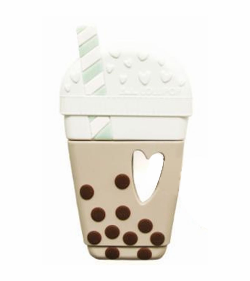 Loulou Lollipop Silicone Teether Bubble Milk Tea Taupe/Brown