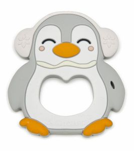 Loulou Lollipop Silicone Teether - Peguin/Grey
