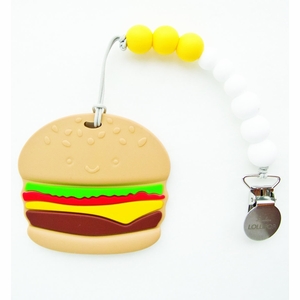 Loulou Lollipop Silicone Teether with Clip - Burger
