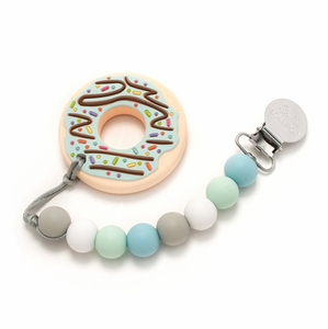 Loulou Lollipop Silicone Teether with Clip - Donut/Mint