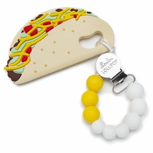 Loulou Lollipop Silicone Teether with Clip - Taco