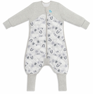 Love To Dream Sleep Suit Quilted Organic Cotton/Merino Wool 2.5 TOG, 6-12 M - Rain to Rainbow Grey