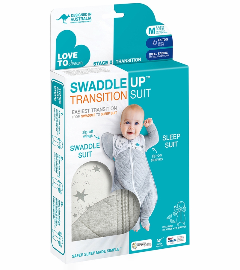 Love to Dream Swaddle UP Transition Suit, 2.5 TOG, Medium White
