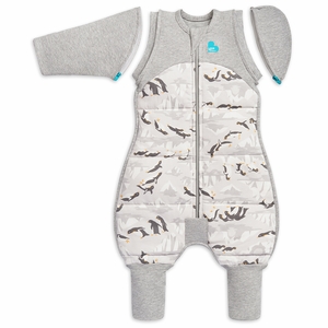 Love To Dream Swaddle UP Transition Suit Quilted Cotton 3.5 TOG, Large - Penguin Parade Grey