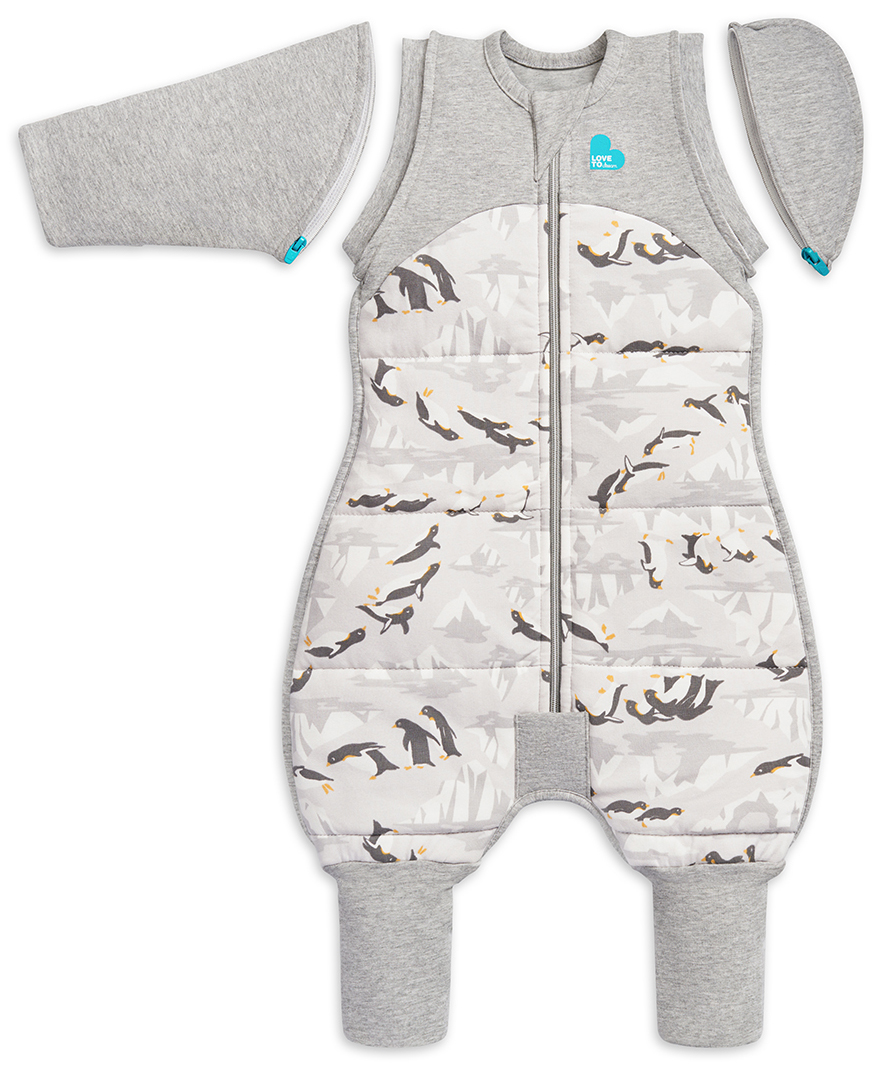 Love To Dream Swaddle UP Transition Suit Quilted Cotton 3.5 TOG, Medium Penguin Parade Grey