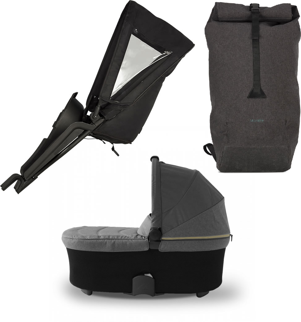 Micralite TwoFold Accessory Bundle with Shopping Bag - Carbon