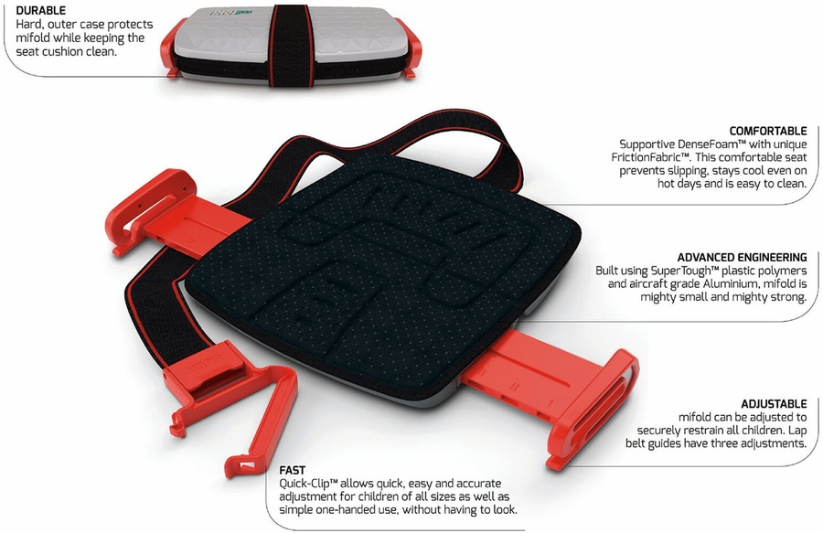 Mifold GrabandGo Backless Belt Positioning Booster Car Seat Slate Grey