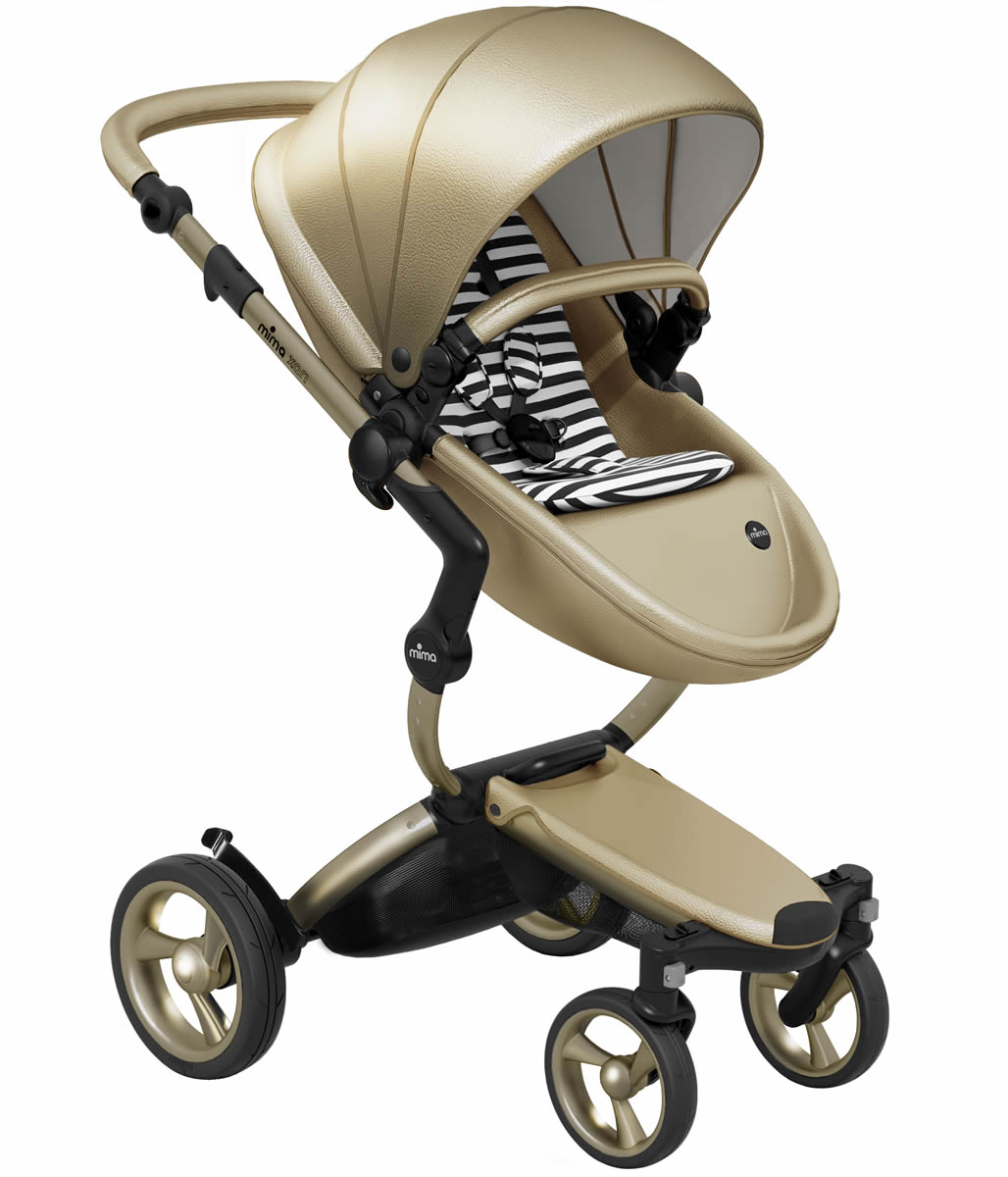 Mima Xari Complete Stroller, Gold - Gold / Black & White
