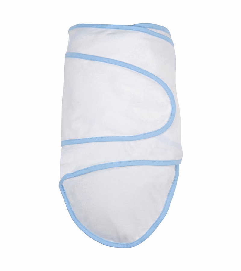 Miracle Blanket Swaddle White with Blue Trim