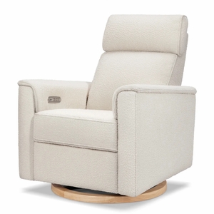 Monogram by Namesake Willa Electric Glider Recliner w/USB - Ivory Boucle w/Light Wood Base
