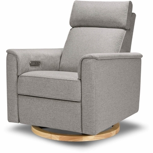 Monogram by Namesake Willa Electric Glider Recliner w/USB - Performance Grey Eco-Weave w/Light Wood Base