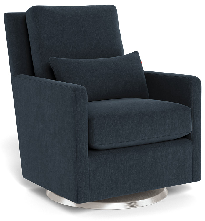Monte Design Como Glider - Stainless Steel Swivel Base / Heathered Deep Navy Performance Fabric