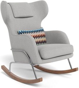 Monte Design Grand Jackson Rocker - Chrome / Performance Weave Cloud Grey Fabric / Authentic Missoni Pillow